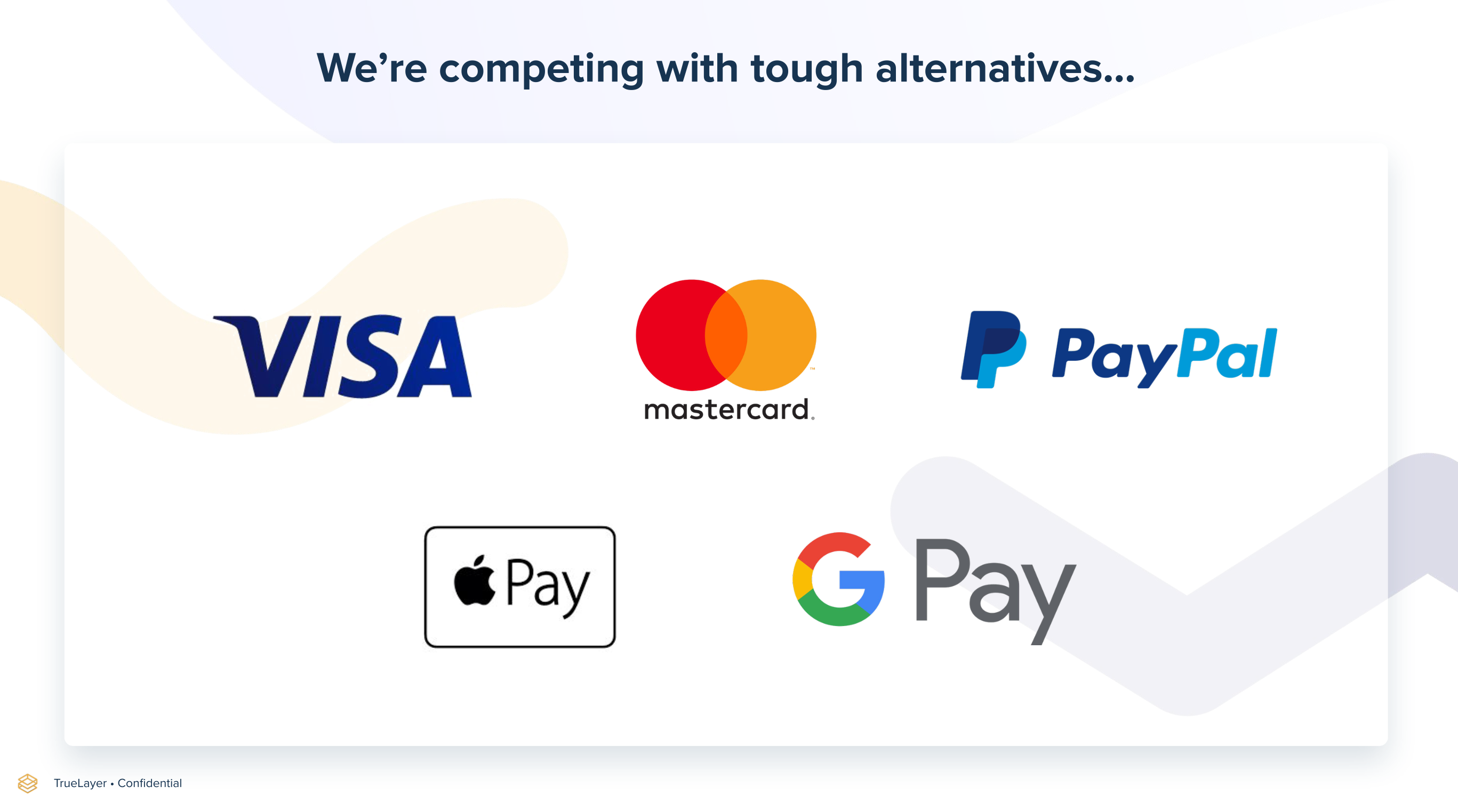 We're competing with tough alternatives
